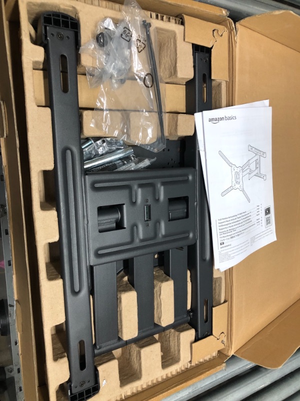 Photo 2 of Amazon Basics Full Motion TV Wall Mount with Horizontal Post Installation Leveling for 32-Inch to 86-Inch TVs
