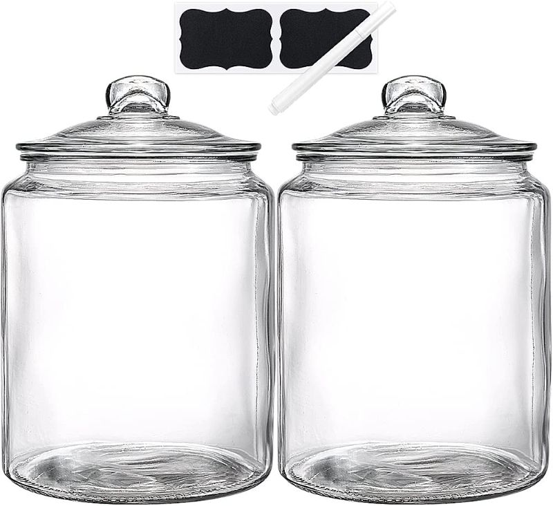 Photo 1 of 1.5 Gallon Glass Jars with Lids, Daitouge Large Glass Storage Jars Set of 2, Heavy Duty Glass Canisters for Kitchen, Perfect for Flour, Sugar, Rice, Pasta, Beans, Cookies
