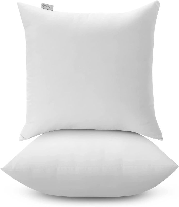 Photo 1 of Acanva Throw Pillow Inserts for Bed Couch Sofa, Ultra Soft Polyester Filling for Decorative Cushion Square Sham Form, 2 Count (Pack of 1), White
