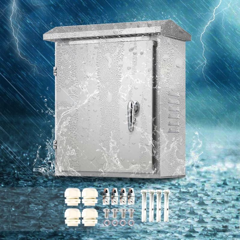 Photo 1 of 304 stainless steel 20'' x 16'' x 8'' outdoor electrical box junction box, IP65 electrical enclosure box indoor and outdoor universal, waterproof with mounting plate metal electrical box weatherproof?
