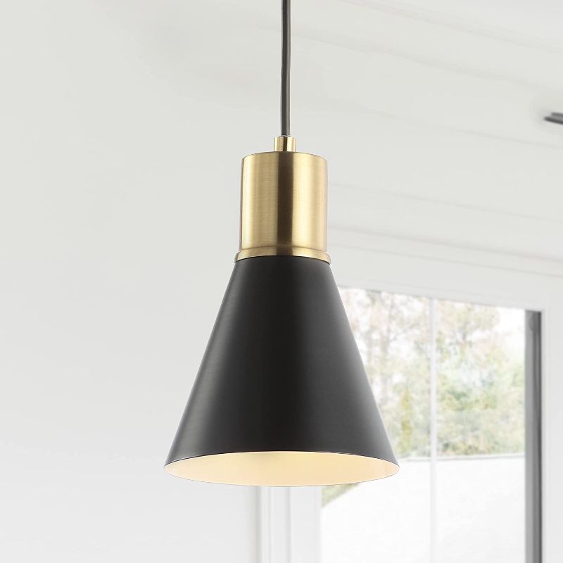 Photo 1 of JONATHAN Y JYL6131A Apollo 6" Metal LED Pendant Contemporary Dimmable Adjustable Dining Room Living Room Kitchen Foyer Bedroom Hallway, Black/Brass Gold
