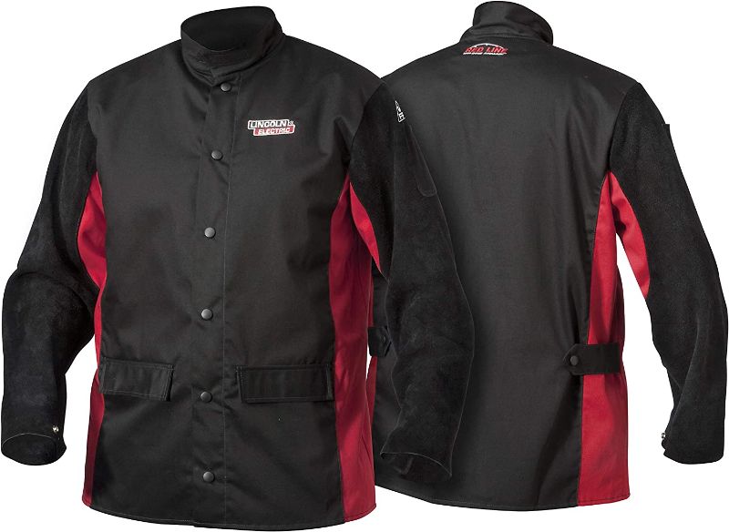 Photo 1 of Lincoln Electric Split Leather Sleeved Welding Jacket | Premium Flame Resistant Cotton Body | Black & Red | Medium | K2986
SIZE 5XL
