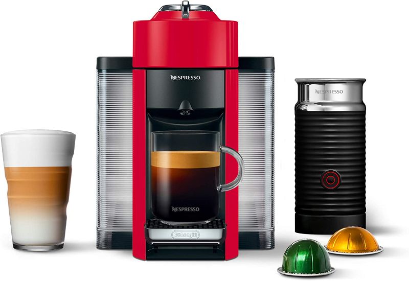 Photo 1 of Nespresso Vertuo Coffee and Espresso Machine by De'Longhi with Milk Frother, Shiny Red
