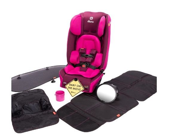 Photo 1 of Diono Radian 3RXT Bonus Pack, 4-in-1 Convertible Car Seat, Extended Rear And Forward Facing, 10 Years 1 Car Seat, Slim Fit 3 Across, With 6 Accessories Inc. Baby Car Mirror, Car Seat Protector, Purple
