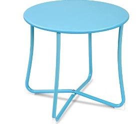 Photo 1 of Amagabeli Metal Patio Side Table 18” x 18” Heavy Duty Weather Resistant Anti-Rust Outdoor End Table Small Steel Round Coffee Table Porch Table Snack Table for Balcony Garden Yard Lawn, Light Blue
