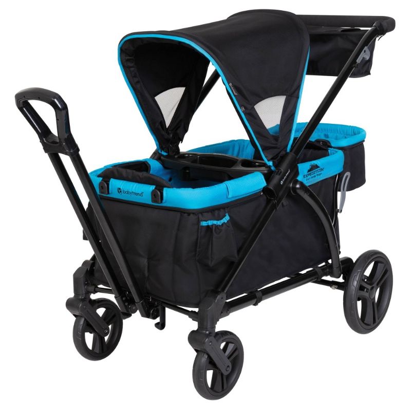 Photo 2 of ***PARTS ONLY*** Baby Trend Expedition 2 in 1 Push or Pull Stroller Wagon Plus with Canopy, Choose Between Car Seat Adapter or Built In Seating for 2 Children, Blue