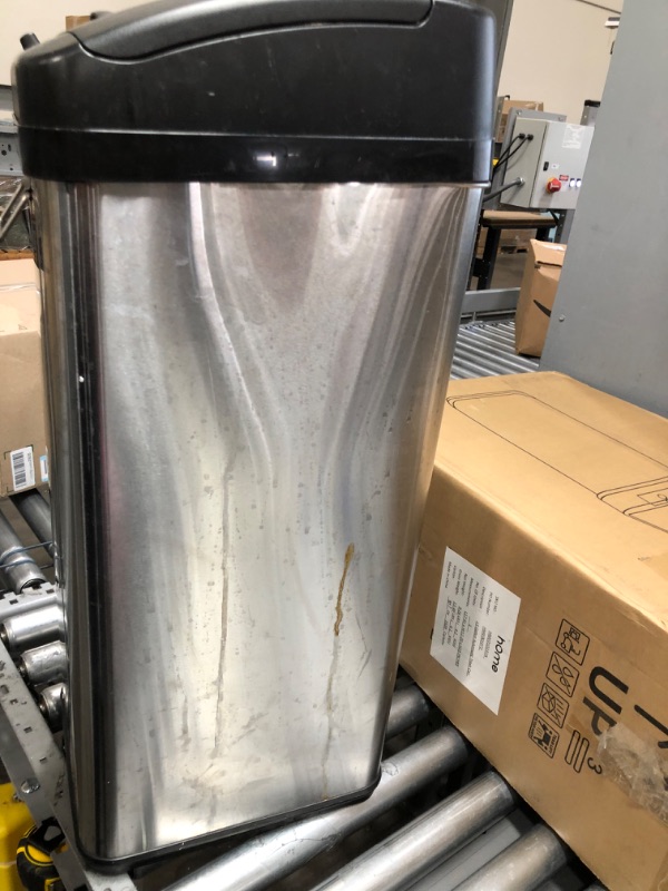 Photo 1 of 13 Gallon Automatic Trash Can with Odor-Absorbing Filter and Lid Lock, Power by Batteries (not included) 