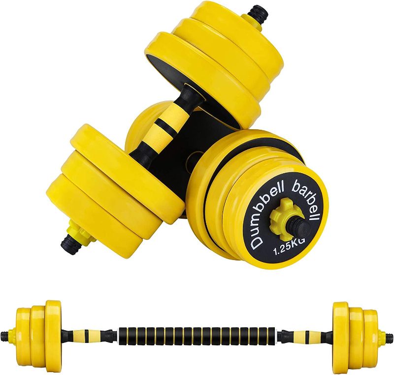 Photo 1 of  Dumbbell Barbell Set, Adjustable Dumbbells, Solid and Configurable with Rubbery Protective Cover, 66Lbs Free Weights, Easy Assembly and Save Space, Home Gym Equipment for Men Women
