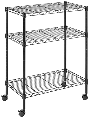 Photo 1 of 3 Tier Shelf, 23*13*30Inch, Black, Plastic Caster Included
