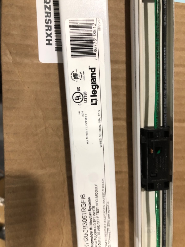 Photo 4 of Legrand 20GB306TRGFI6 Wiremold 36" Long 2000 Series Steel Tamper-Resistant GFCI Power Strip White Electrical Power Strips
