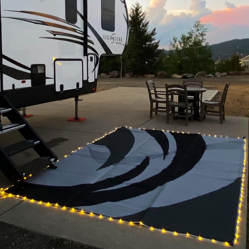 Photo 1 of 8-feet by 11-feet LED Illuminated Patio Mat - Outdoor Patio Black/White