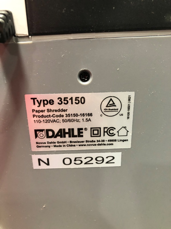 Photo 3 of Dahle ShredMATIC SM 150 Auto-Feed Paper Shredder, 150 Sheet Bin, Oil-Free, Jam Protection, Security Level P-4, 1-3 Users
