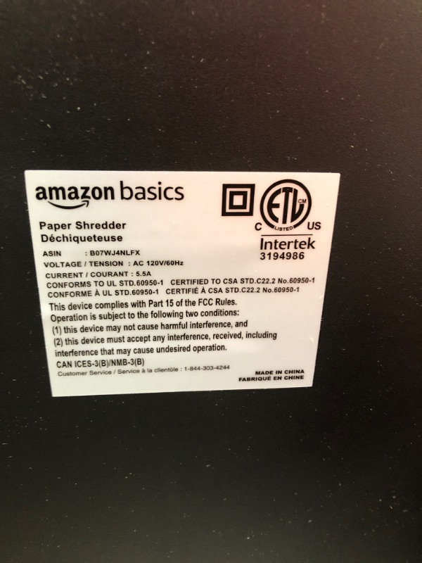 Photo 4 of Amazon Basics 24-Sheet Cross-Cut Paper, CD and Credit Card Home Office Shredder with Pullout Basket
