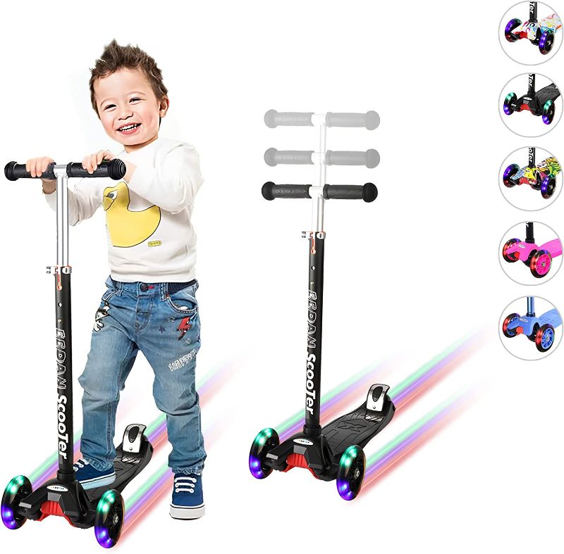 Photo 1 of EEDAN Scooter for Kids 3 Wheels Scooter Kids Scooter 4 Adjustable Height Lean to Steer Extra-Wide Deck Kids Scooter with LED Light Up Wheels Toddlers Girls & Boys from 3 to 12 Year-OldLearn to Steer
