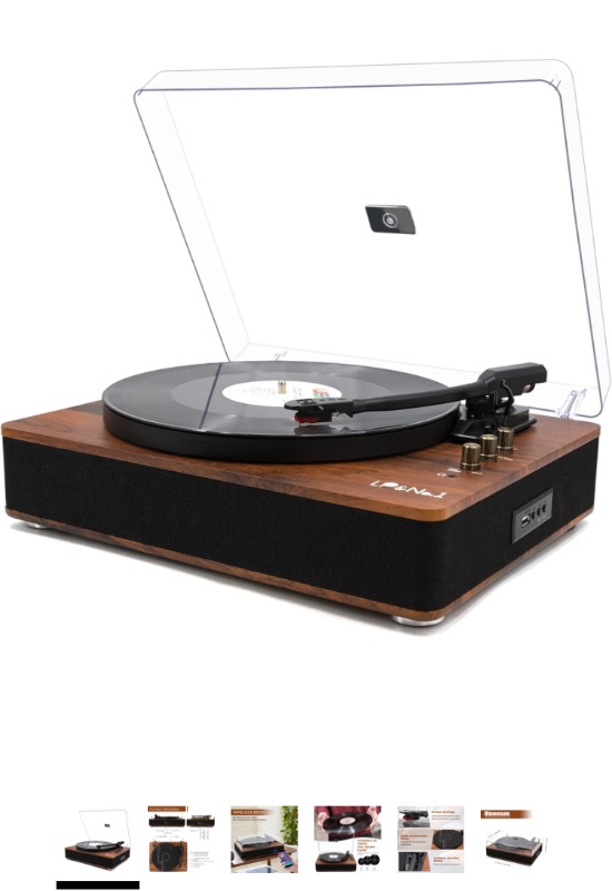 Photo 1 of LP&NO.1 Record Player Bluetooth Turntable with Built-in Speakers and USB Play&Recording Belt-Driven Vintage Phonograph Record Player 3 Speed for Entertainment and Home Decoration