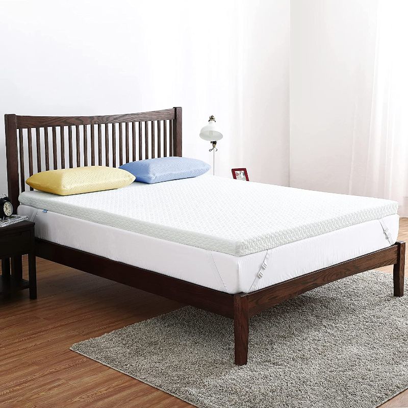 Photo 1 of  FULL/XL---Mattress Topper Full Extra Long (Full XL), Homhougo 3 Inch Green Tea Egg Crate Memory Foam Mattress Topper with Zippered Bamboo Cover, Cloud-Like Soft
