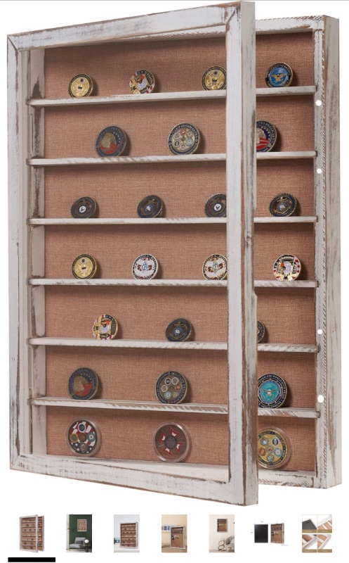 Photo 1 of 18x24 Shadow Box with Shelves, Super Large Shadow Box Wall Mount Display Cabinet with Detachable Shelves for Coins Medals Bouquet Figures Miniatures-Vintage White