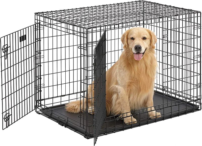Photo 1 of 
Ultima Pro (Professional Series & Most Durable MidWest Dog Crate) Extra-Strong Double Door Folding Metal Dog Crate w/ Divider Panel, Floor Protecting "Roller Feet" & Leak-Proof Plastic Pan
