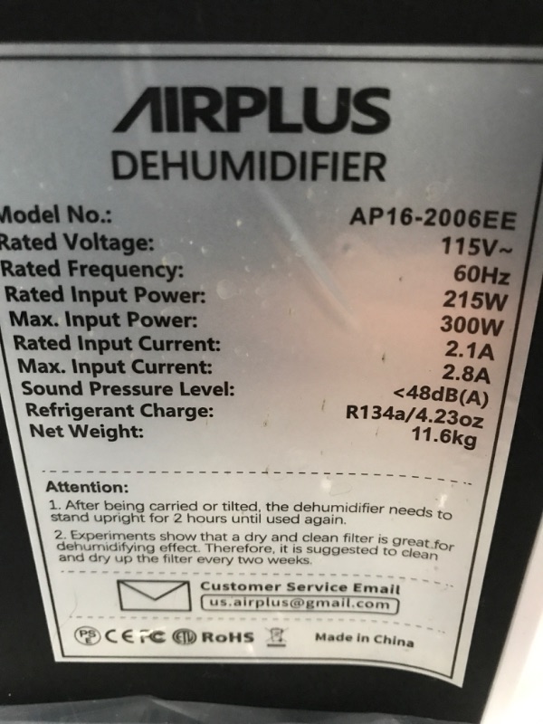 Photo 4 of AIRPLUS 50 Pints Dehumidifier with Universal Wheels for Medium Spaces and Basements (AP2006)
