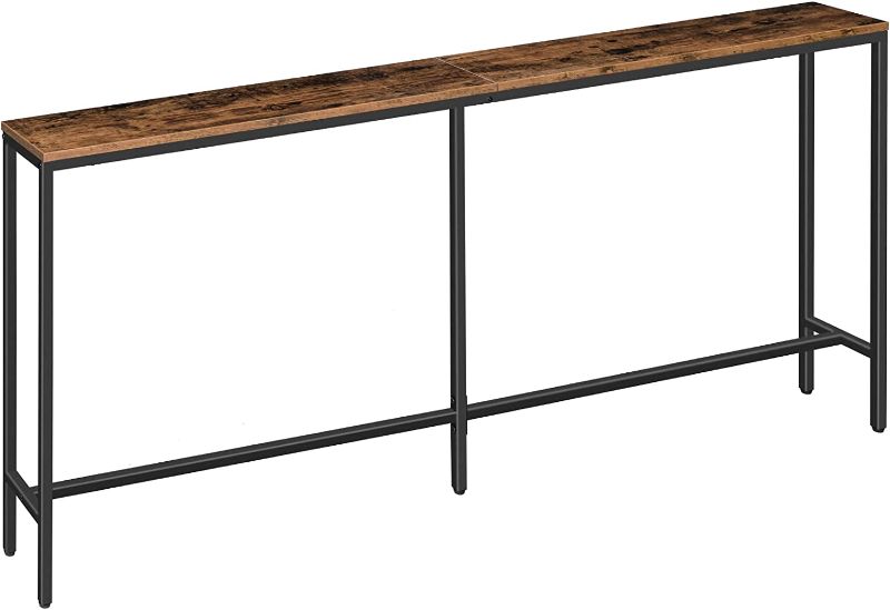 Photo 1 of ALLOSWELL Console Table, 70.9" Narrow Long Sofa Table, Entryway Table, Industrial Sofa Table, Side Table, for Hallway, Living Room, Sturdy and Stable, Easy to Assemble, Rustic Brown CTHR18001