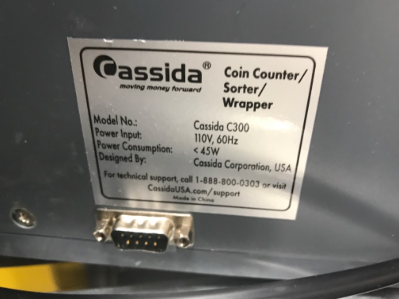 Photo 4 of Cassida C300 Professional USD Coin Counter, Sorter and Wrapper/Roller | 35% Faster Wrapping Coins with Quickload Technology | 300 Coins/Minute | Printing-Compatible | Includes 5 Wrapper Sets
