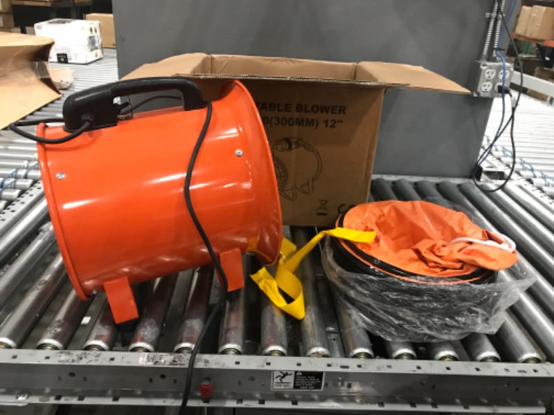 Photo 2 of 12" Portable Industrial Axial Ventilator Blower Workshop Extractor Fan w/ 500mm Duct Hose
