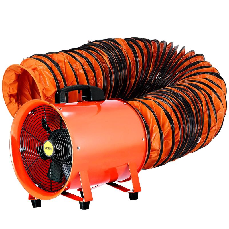 Photo 1 of 12" Portable Industrial Axial Ventilator Blower Workshop Extractor Fan w/ 500mm Duct Hose
