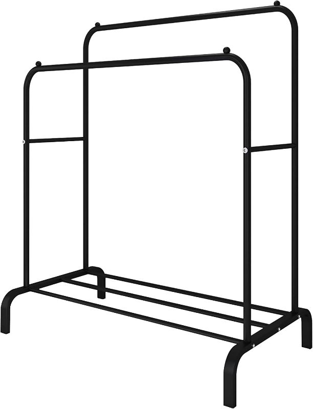 Photo 1 of **used**
UDEAR Garment Rack, 43.3 Inches Freestanding Double Rod Clothing Racks for Hanging Clothes,Black
