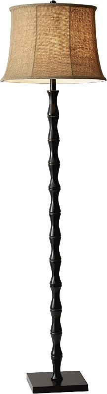 Photo 2 of Adesso 1523-01 Stratton Floor Lamp, 62 in, 2 x 150 W Incandescent/CFL, Black/Brown, 1 Black Lamp
