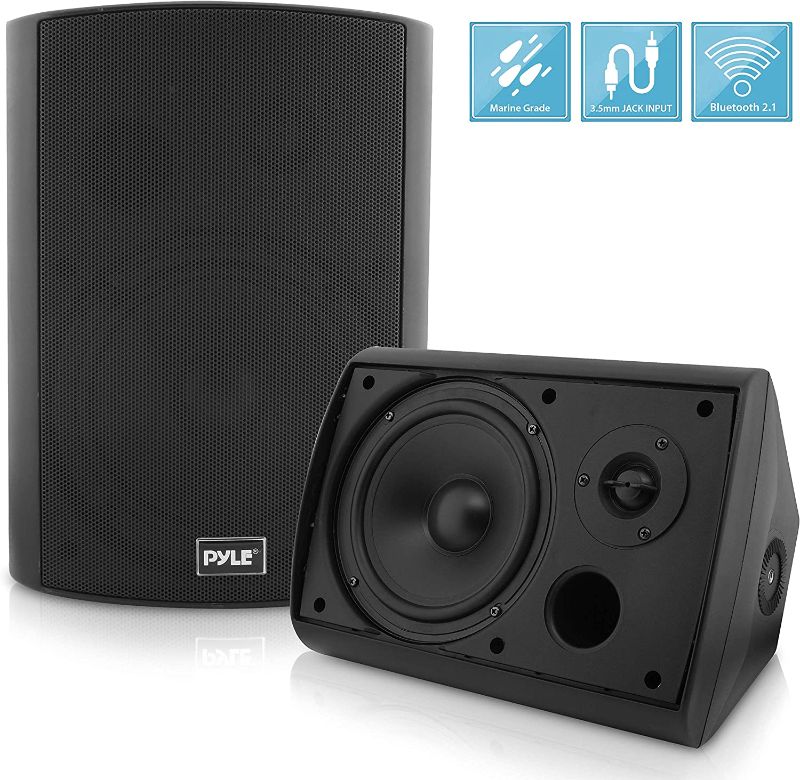 Photo 1 of Pyle Home PDWR62BTBK 6.5" Indoor/Outdoor Wall-Mount Bluetooth Speaker System (Black)