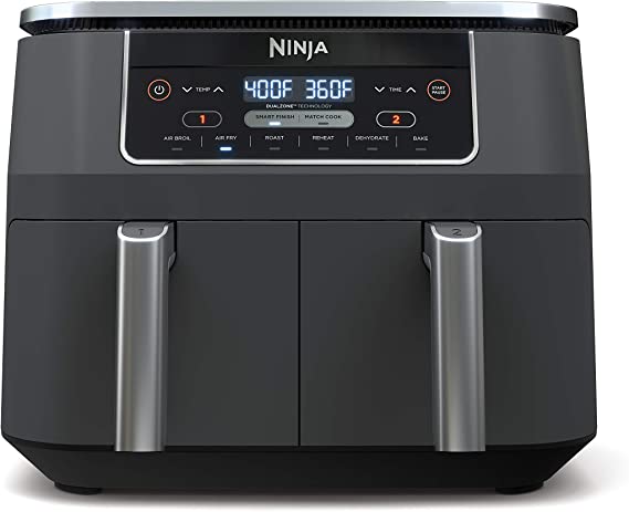 Photo 1 of **DAMAGED ITEM**
Ninja DZ201 Foodi 8 Quart 6-in-1 DualZone 2-Basket Air Fryer with 2 Independent Frying Baskets, Match Cook & Smart Finish to Roast, Broil, Dehydrate & More for Quick, Easy Meals, Grey
