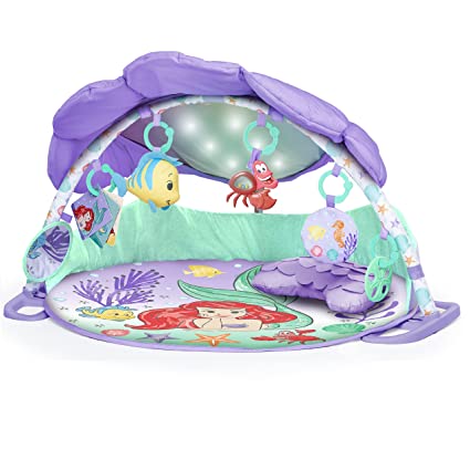 Photo 1 of Bright Starts The Little Mermaid Twinkle Trove Light-Up Musical Baby Activity Gym with Tummy Time Pillow, Newborn+
