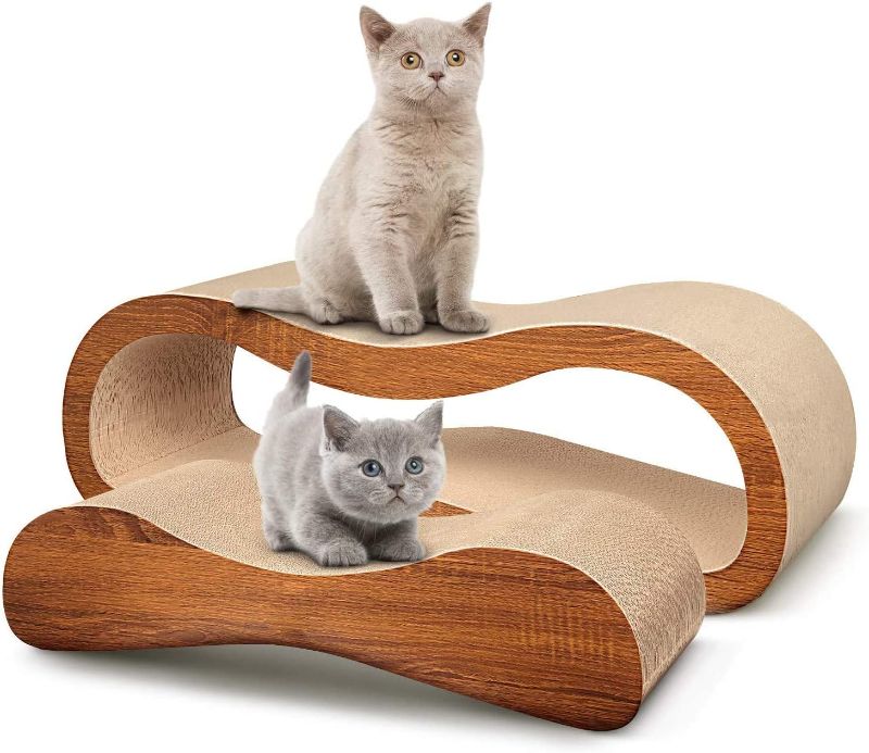 Photo 1 of 2 in 1 Cat Scratcher Cardboard Lounge Bed, Cat Scratching Board, Durable Board Pads Prevents Furniture Damage,Large