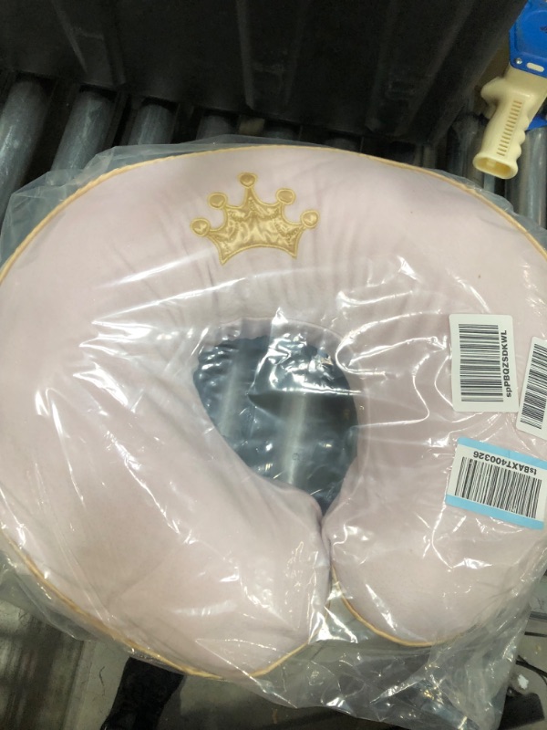 Photo 2 of Boppy Nursing Pillow and Positioner—Luxe | Pink Princess with Gold Crown Embroidery | Breastfeeding, Bottle Feeding and Baby Support | With Removable Cover in Premium Fabric | Awake-Time Support