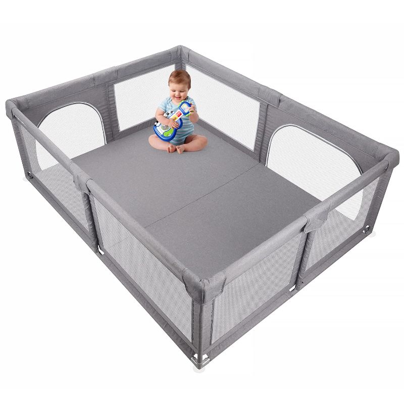 Photo 1 of ***PARTS ONLY*** Baby Playpen Portable Kids Safety Play Center Yard Home Indoor Fence Anti-Fall Play Pen, Playpens for Babies, Extra Large Playard, Anti-Fall Playpen(Linen Grey)