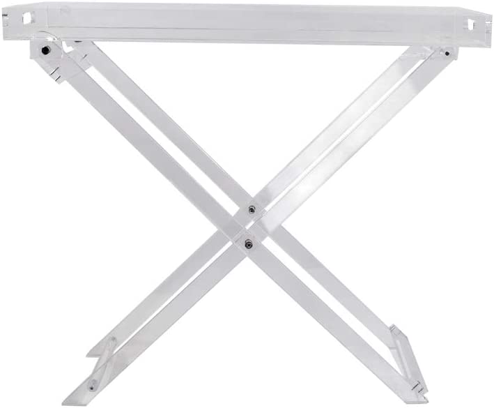 Photo 1 of Acrylic Folding Tray Table – Modern Chic Accent Desk - Kitchen and Bar Serving Table - Elegant Clear Design - by Designstyles (Long)