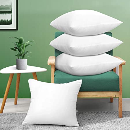 Photo 1 of Acanva Square Premium Throw Pillow Inserts with Microfiber Filled, Lumbar Support Decorative Stuffer for Sofa Bed Couch & Chairs, 4 Count, White
