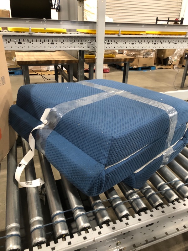 Photo 1 of 4-inch Tri-fold Memory Foam Mattress Twin Blue in A Box
