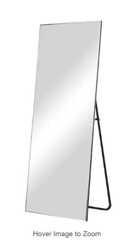 Photo 1 of 64 in. x 21 in. Modern Rectangle Metal Framed Silver Full Length Floor Mirror Standing Mirror
