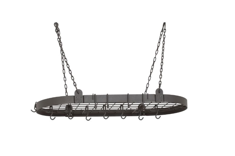 Photo 1 of 122GU 36 X 18 Graphite Oval Pot Rack with 12 Hooks
