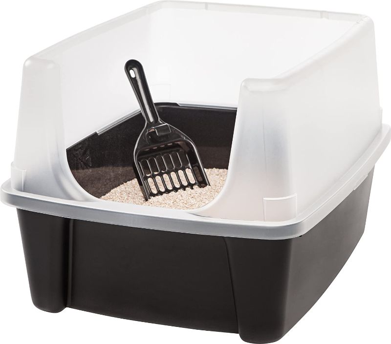 Photo 1 of 
IRIS USA Cat Litter Box, High Sided and Enclosed Kitty Litter Box with Scoop
Style:Open Top - Black