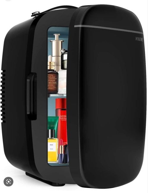 View 1 of NXONE Mini Fridge,6 Liter\/8 Can AC\/DC Small Refrigerator,Portable Thermometric Cooler and Warmer Freezer Skincare fridge for Foods,Beverage,Medications, Home,Bedroom,Dorm,Office and Car Black