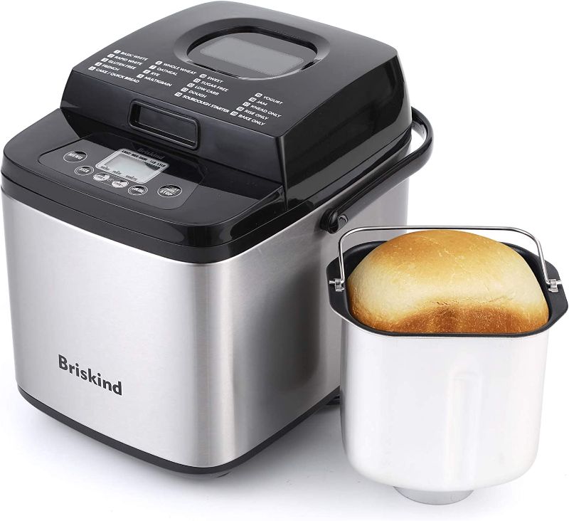 Photo 1 of Briskind 19-in-1 Compact Bread Maker Machine, 1.5 lb / 1 lb Loaf Small Breadmaker with Carrying Handle, Including Gluten Free, Dough, Jam, Yogurt Menus, Bake Evenly, Automatic Keep Warm, 3 Crust Color
