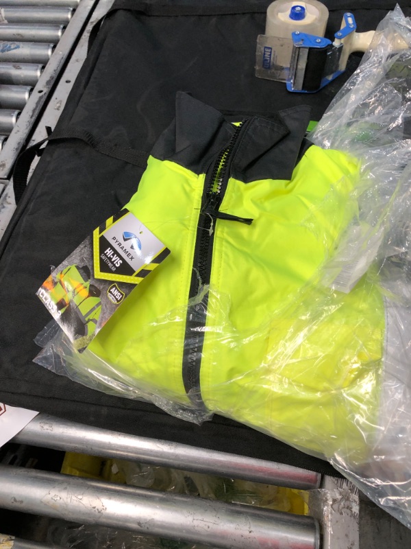 Photo 2 of Pyramex Safety Bomber Jacket with Quilted Lining Hi-Vis Lime / Large