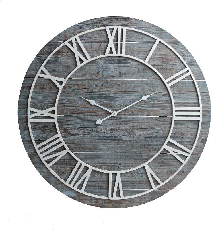 Photo 1 of 
Patton Wall Decor 36" Rustic Washed Gray Wood Plank Frameless Wall Clock (1805-3732)