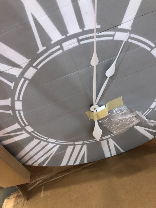 Photo 1 of 
Patton Wall Decor 36" Rustic Washed Gray Wood Plank Frameless Wall Clock (1805-3732)