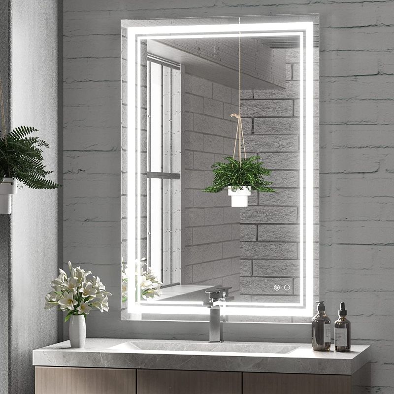 Photo 1 of 
Keonjinn LED Mirror for Bathroom, 36 x 24 Inch Bathroom Vanity Mirror with Lights, Anti-Fog Wall Mounted Lighted Mirror Dimmable Brightness Front Light...
Color:Classic Silver
Size:36x24