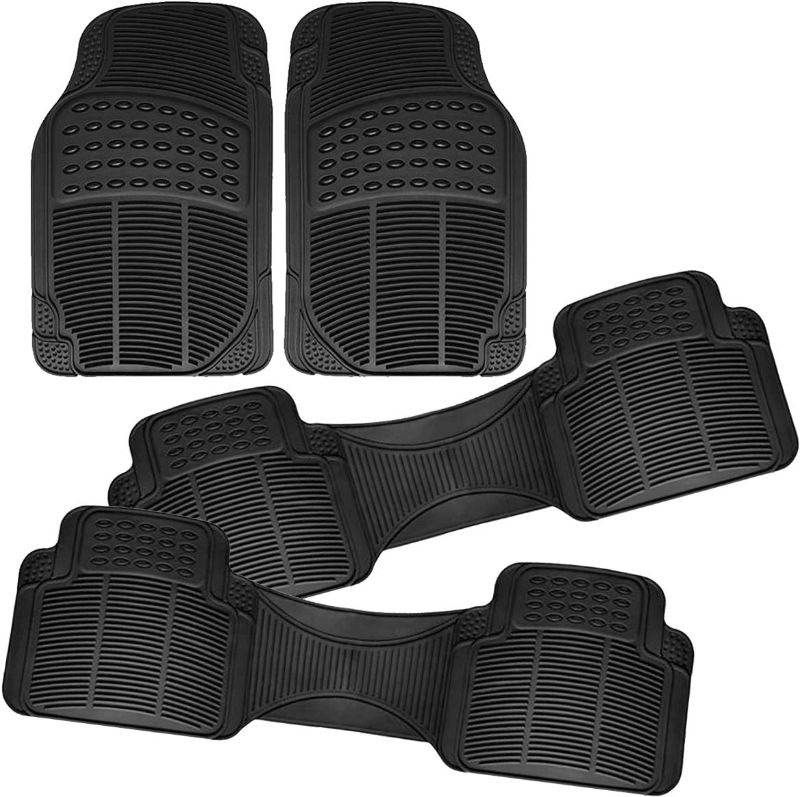 Photo 1 of CaR Floor Mat – 5 Piece Heavy Duty Set – 3 Row Vehicle All Weather – Black Trimmable Rubber Floor Mats
