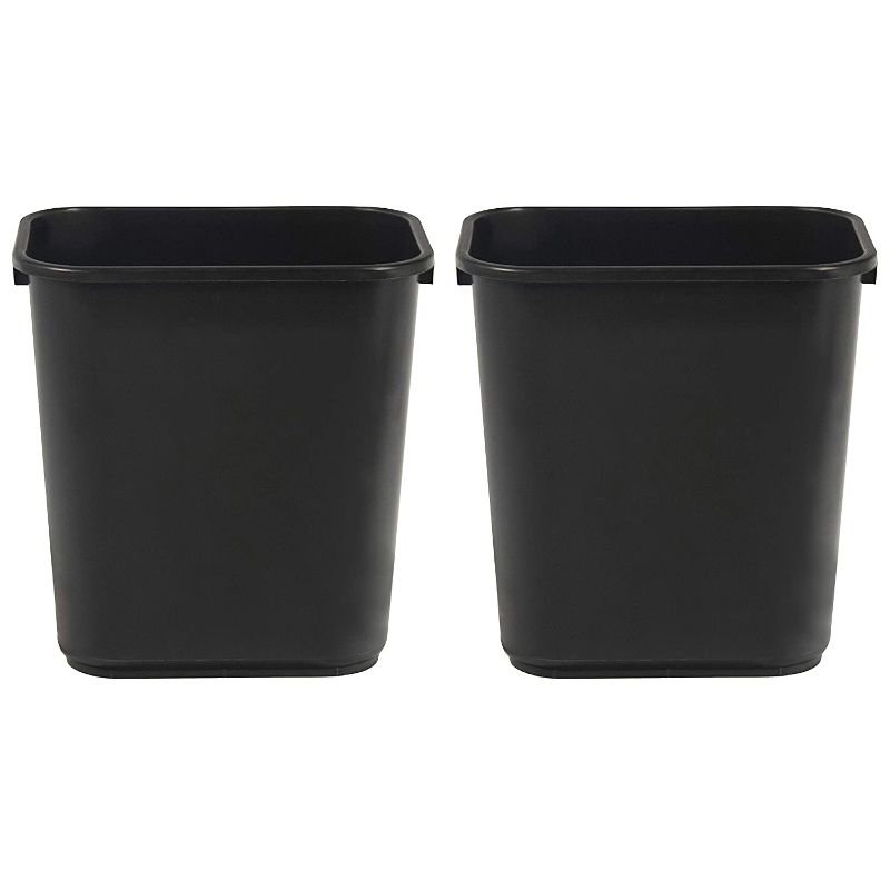 Photo 1 of AmazonCommercial 3 Gallon Commercial Office Wastebasket, Black, 2-Pack
