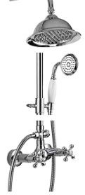 Photo 1 of ** Atttatchments and Hardware Only, Missing Rod**  Bathroom Shower Fixture Polish Chrome 8 Inch Rainfall Shower Head Set Wall Mount Shower Faucet and Handheld Spray Double Cross Handle
